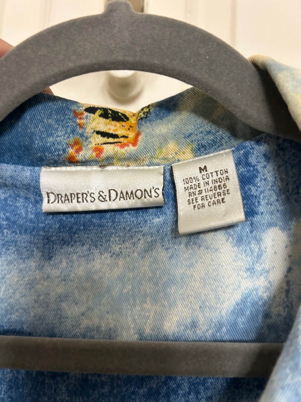 Drapers & Damons Cotton Scenic Button-Up Blazer in Sky Blue Tan Green Orange M - Picture 2 of 13